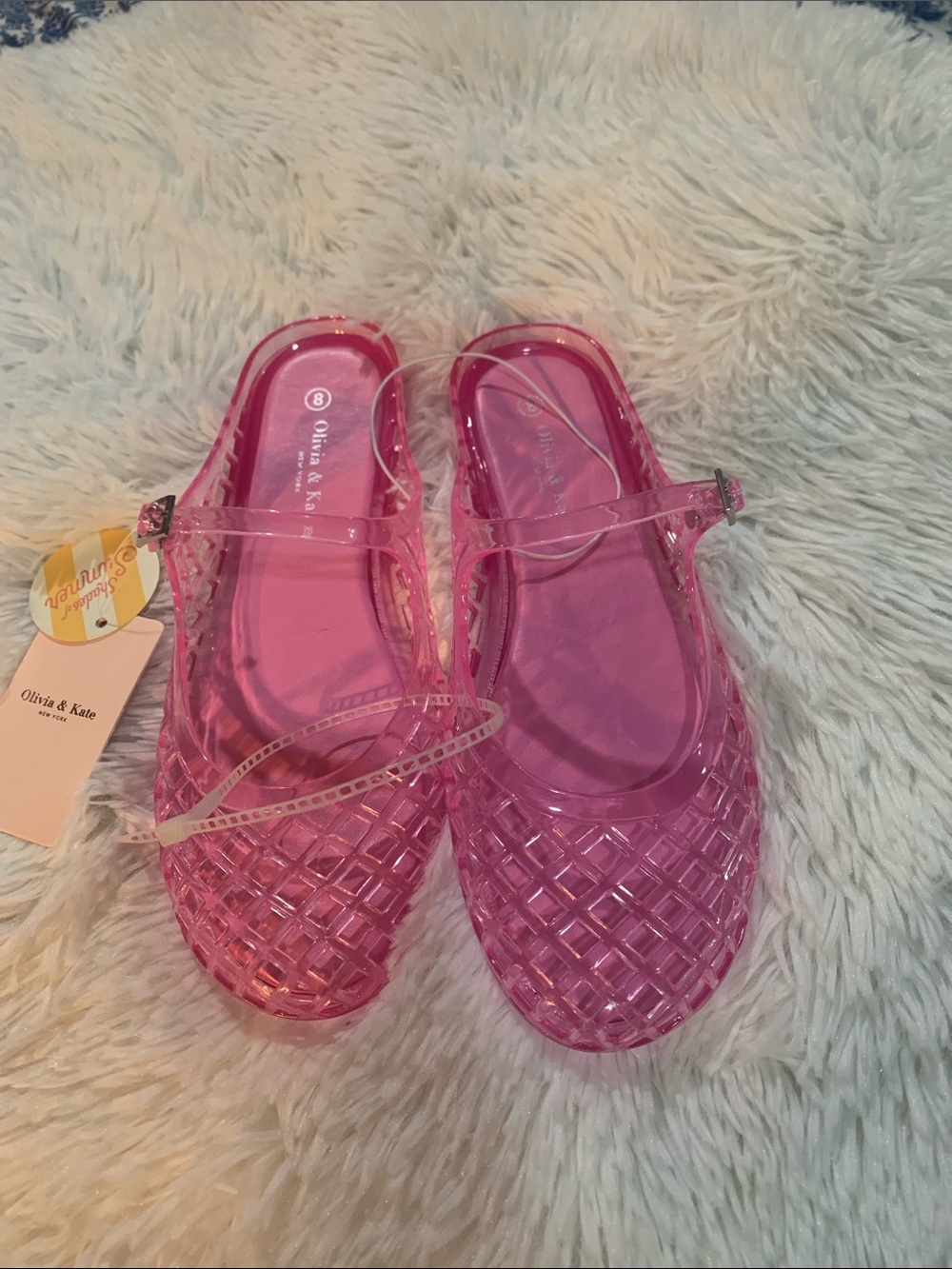 Olivia & Kate Women's Pink Jelly Slingback Flats